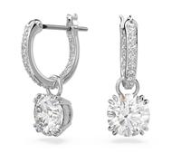 Swarovski Constella Hoop Earrings, White Round Cut and Pavé Crystals in a Rhodium Plated Setting, from the Constella Collection