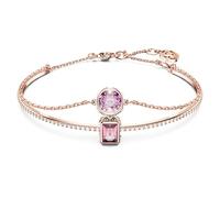Swarovski Stilla Double Bangle Bracelet, Pink Crystals in Mixed Cuts, Rose Gold-Tone Plated Band, From the Swarovski Stilla Collection