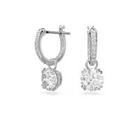 Swarovski Constella Hoop Earrings, White Round Cut and Pavé Crystals in a Rhodium Plated Setting, from the Constella Collection