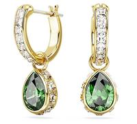 Swarovski Stilla drop earrings, Pear cut, Green, Gold-tone Finished, One Size