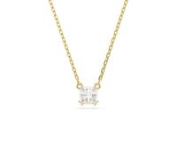 Swarovski Stilla Attract Pendant Necklace, Clear Square-Cut Stone in a Gold-Tone Finished Setting, Part of the Stilla Collection