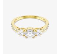 Swarovski Stilla Gold Tone Plated Three Stone White Zirconia Ring 5723295 52