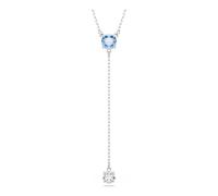 Stilla Attract Y necklace, Round cut, Blue, Rhodium plated
