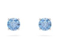 Swarovski Stilla Pierced Stud Earrings for Women, Blue, Rhodium Plated Jewellery