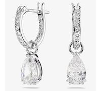 Swarovski Stilla Rhodium Plated Pear Cut Drop Earrings 5636716