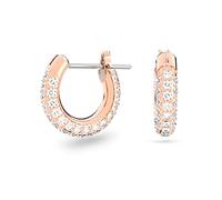 Dextera hoop earrings, Pavé, Small, White, Rose gold-tone plated