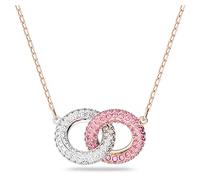Swarovski Stone Necklace, Clear and Pink Pavé Crystals in a Rose Gold Tone Plated Setting, from the Stones Collection