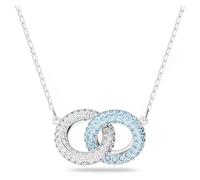 Swarovski Stone necklace Pave Intertwined circles Blue Rhodium plated 5642883