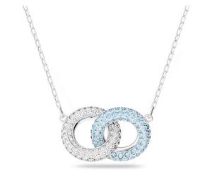 Swarovski Stone necklace Pave Intertwined circles Blue Rhodium plated 5642883