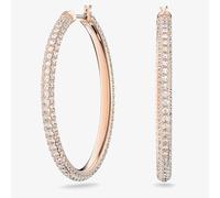 Swarovski Stone hoop earrings, Pink, Rose gold-tone plated