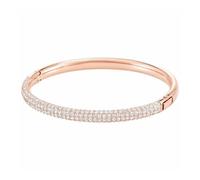 Swarovski Stone White Rose Gold-tone Plated Bangle - Modern Style | Acotis - Size S - Swarovski Crystal / Rose Gold-tone Plated