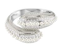 Swarovski Sublima Cuff White Rhodium Plated Round Cut Crystal Beads Open Bangle, regular, Crystal, No Gemstone