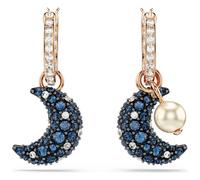 Swarovski Sublima Drop Earrings Asymmetrical Design, Moon, Rose Gold-Tone Plated