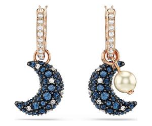 Swarovski Sublima Drop Earrings Asymmetrical Design, Moon, Rose Gold-Tone Plated