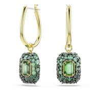 Swarovski Sublima Drop Earrings, Octagon Cut, Green, 18k Gold Finish
