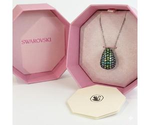 SWAROVSKI Sublima Multicolour Green Crystal Pavé Silver Necklace - NIB/New
