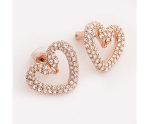 SWAROVSKI Sublima stud earrings Pavé, Heart, Medium, White, Rose gold 5628659