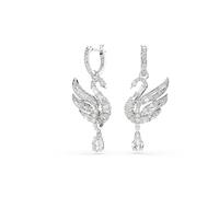 Swarovski Swan Earrings, Swan, White, Rhodium Finish