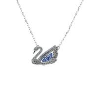 SWAROVSKI DANCING SWAN NECKLACE, BLUE, RODIUM PLATED