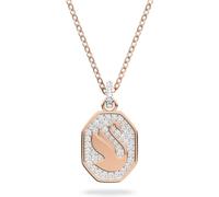 Swan pendant, Swan, White, Rose gold-tone plated