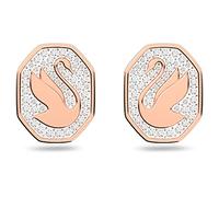 Swarovski Swan Pair of Stud Earrings, Pavé Crystals in a Rose Gold Tone Plated Setting, from the Signum Collection