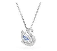 Swarovski Swan Pendant, Blue, Rhodium Plated