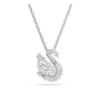 Swarovski Swan Pendant, White, Rhodium Plated