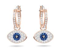 Swarovski Symbolic earrings, Evil eye, Blue, Rose gold-tone plated