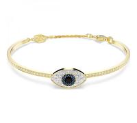Swarovski Symbolica Gold-tone Plated Blue Evil Eye Bangle - Bold Statement - Size L - Crystal / Gold-tone Plated