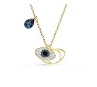 Swarovski Symbolica Pendant Necklace, Evil Eye Motif with Blue Mixed-Cut Stones and Clear Pavé Crystals in a Gold-Tone Finished Setting, Part of the Symbolica Collection