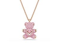Swarovski Teddy Bear Pendant Necklace, Pink Crystals, Rose Gold-Tone Finish