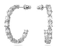 Swarovski Tennis Deluxe hoop earrings, Mixed cuts, White, Rhodium plated