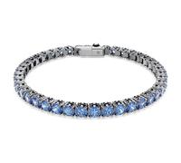 Swarovski Tennis Matrix Bracelet, Round Cut, Blue, Ruthenium-Plated, L, Crystal, No Gemstone