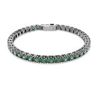 Swarovski Tennis Matrix Bracelet, Round Cut, Green, Ruthenium-Plated, L, Crystal, No Gemstone