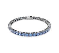 Swarovski Tennis Matrix Round Cut Blue Ruthenium Plated Bracelet, M, Crystal, No Gemstone