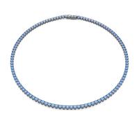 Swarovski Tennis Matrix Round Cut Blue Ruthenium Plated Necklace, L, Crystal, No gem