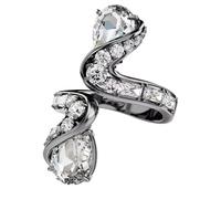 Swarovski The Vienna Collection Open Ring, Feather, White, Ruthenium-Plated (Size 55)