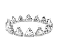 Swarovski Triangle Bracelet, White Triangular Cut Crystals in a Rhodium Plated Setting, from the Ortyx Collection, Size Medium