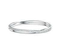 Swarovski Twist bangle, White, Rhodium plated, L