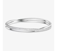 Swarovski Twist bangle, White, Rhodium plated, M