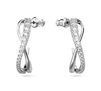 Swarovski Hoop Earrings Twist, White, Rhodium-plated