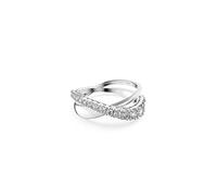 Swarovski Twist ring, White, Rhodium plated, 58