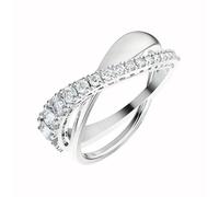 Swarovski Twist White Crystal Rhodium Plated Ring Size 55 - 55