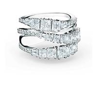 Swarovski Twist Wrap ring, Mixed cuts, White, Rhodium plated