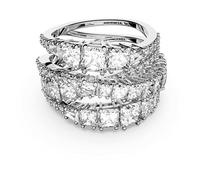 Swarovski Twist Wrap ring, Mixed cuts, White, Rhodium plated