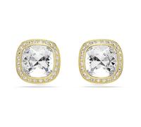 Una Angelic stud earrings, Cushion cut, White, 18K gold finish