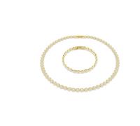 Swarovski Una Angelic Jewellery Set, Necklace & Bracelet with Clear Round-Cut Crystals in a Gold-Tone Finished Setting, Part of the Una Angelic Collection