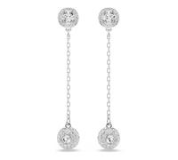Swarovski Una Angelic Drop Earrings, Double-Sided Motifs with Clear Round-Cut Crystals in a Rhodium-Finished Setting, Part of the Swarovski Una Angelic Collection