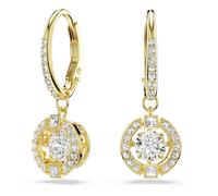 Swarovski Una Angelic Drop Earrings, Round Cut, White, 18K Gold Finish