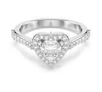 Swarovski Una Angelic Motif Ring, Mixed Cuts, Heart, White, Rhodium Plated